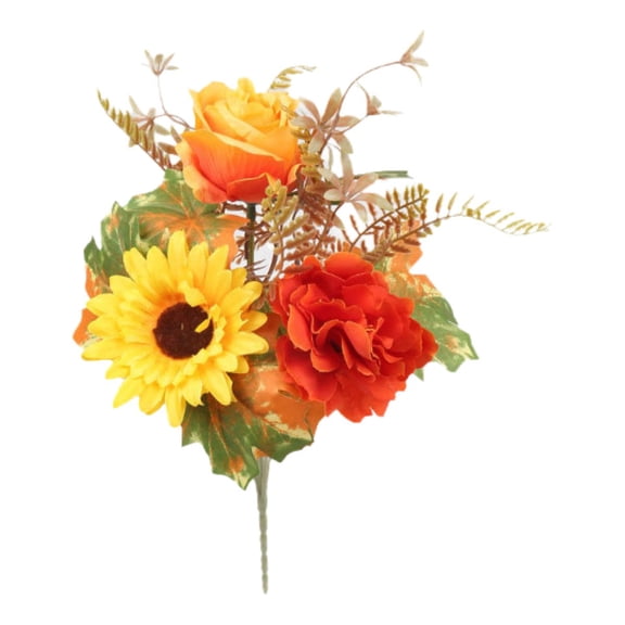 WWG Artificial Sunflower Stems, Faux Fall Flowers for Thanksgiving Decor, UV Resistant Plastic Flowers for Outdoors, No Watering Required, 12 Inches, for Home Fall Porch Decor