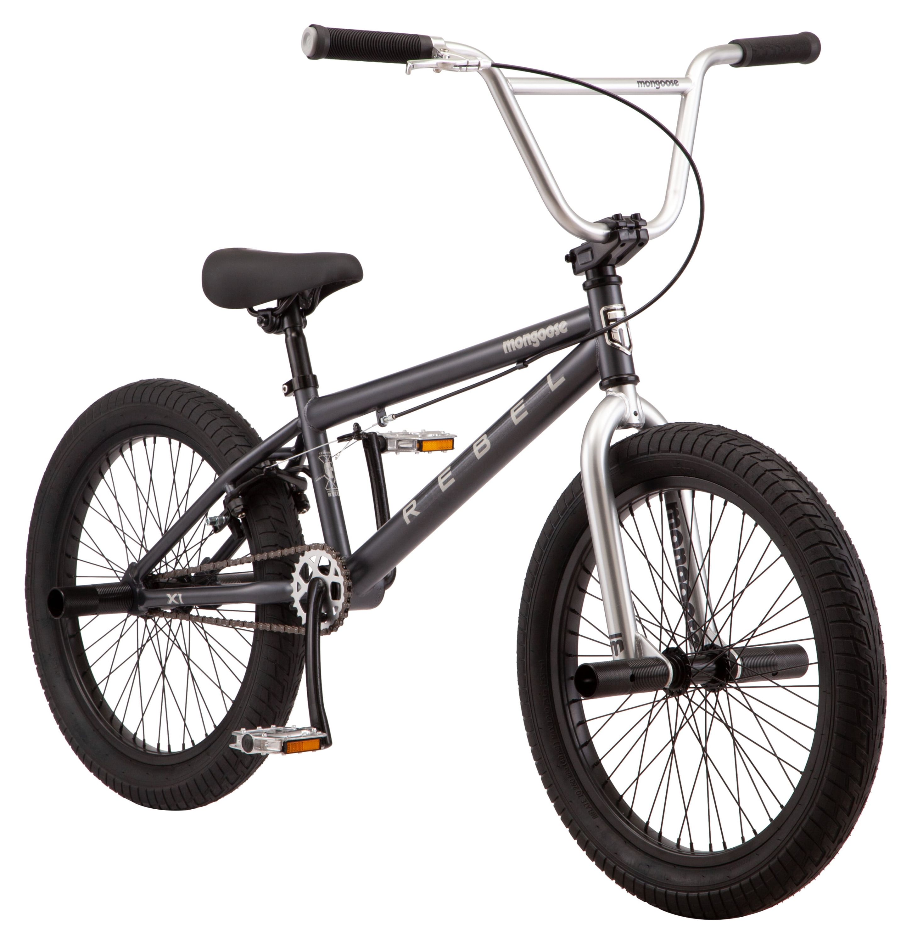 Mongoose Rebel X1 BMX Bike, 20in. Wheels, Boys/Girls, Gray - image 3 of 10