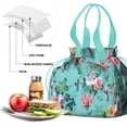 thumbnail image 4 of Pioneer Flower Floral Print Pattern Drawstring Lunch Bag Women - Drawstring Lunch Bag Insulated for Work Office - Stain-Resistant Large Lunchbags for Women with Multi-Pockets, 4 of 6
