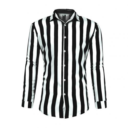 Mens Classic Long Sleeve Stripe Shirts Men Fashion Color Block Business Shirts Button Lapel Sweatshirts Vertical Stripes Tops Mens Button-Down Casual Sweatshirt All-Match Stripe Shirt 