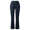thumbnail image 4 of Blue Sweatpants Womens Flare Leggings with Pockets Yoga Pants High Waisted Bottoms Comfy Workout Business Trousers, 4 of 6