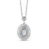 Gem Stone King Rhodium Plated Pendant Set with Forever Classic Very Light Oval 0.51cttw Moissanite from Charles & Colvard and Diamond