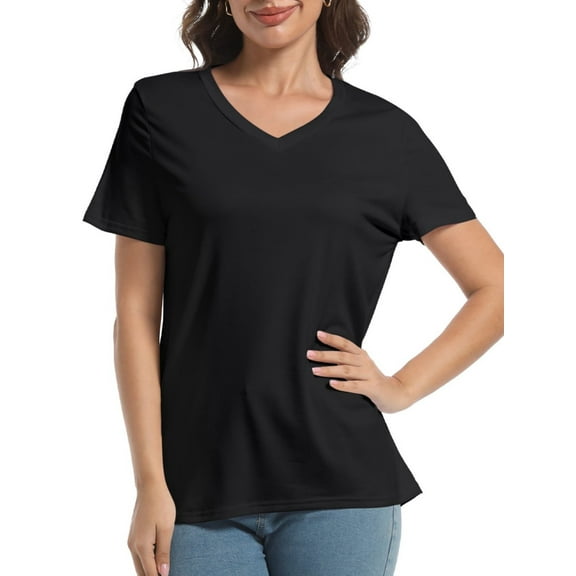 Women's Ultra-Soft V-Neck Short Sleeve Trendy Casual T-Shirt