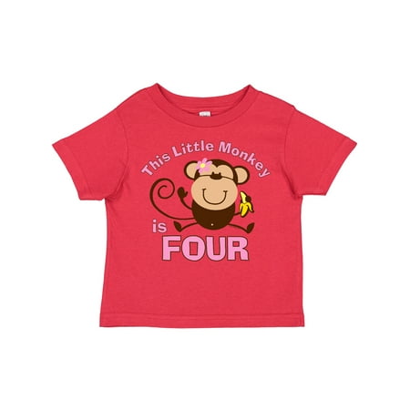 

Inktastic Little Monkey Girl 4th Birthday Gift Toddler Toddler Girl T-Shirt
