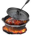 thumbnail image 4 of Pirecart 12 Quart Cast Iron Dutch Oven Cooking Pot, with Lid, Stand and Extra Handle, Without feet, 4 of 6