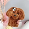 thumbnail image 3 of Compatible with iPhone 12 Mini Case Cute Plush Furry Dog Phone Case for Women Girls Girly 3D Cartoon Kawaii Case Soft TPU Shockproof Protective Cover Brown, 3 of 7
