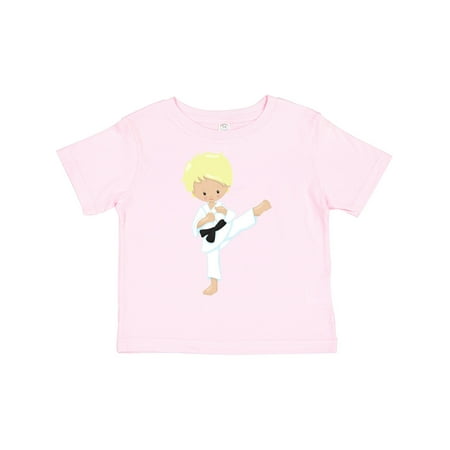 

Inktastic Karate Boy Cute Boy Blond Hair Black Belt Gift Toddler Boy Girl T-Shirt