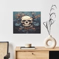 thumbnail image 6 of Lsque Vintage Leaf Flower Skull Print Wall Art – Decorative Picture for Living Room, Bedroom, and Office (Horizontal), 6 of 6