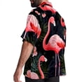 thumbnail image 3 of Flamingo Tropical Rainforest Men's Casual Short Sleeve Button Down Shirts - Printed Summer Beach Tops for Men and Women, 3 of 6