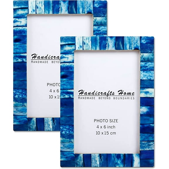 Handicrafts Home Photo Picture Frame - 4" X 6" Blue - Handmade Gift - Pack of 2