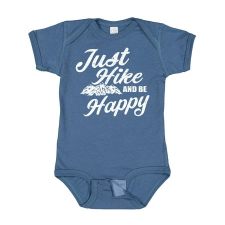 

Inktastic Just Hike and Be Happy with Mountains Vector in White Boys or Girls Baby Bodysuit