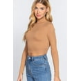 thumbnail image 2 of J. METHOD Women's Turtle Neck Crop Top Long Sleeve Ribbed Knit Casual Basic Cropped T Shirts, 2 of 4