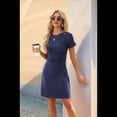 thumbnail image 1 of Vestido de Cuello Redondo y Corta Azul Marino M, 1 of 10