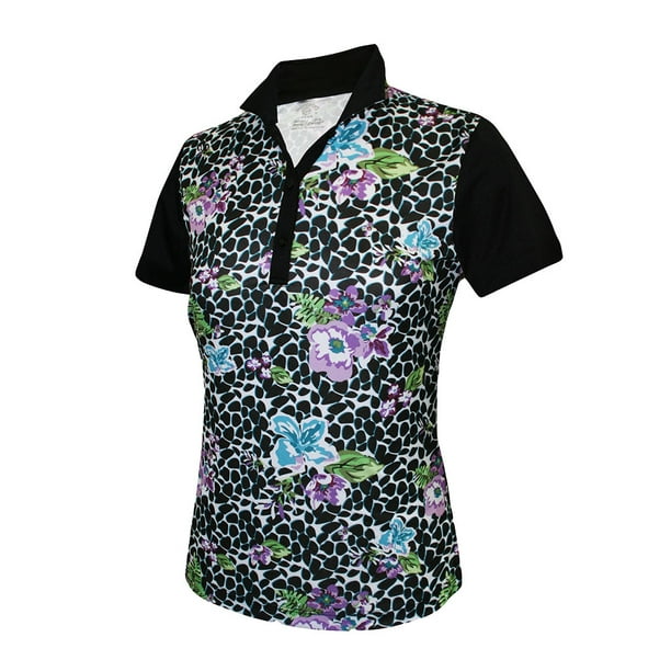 Monterey Club Women's Vivid Print Block Golf Polo Shirt 2364