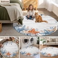 thumbnail image 5 of Orange Blue Starfish Coastal Round Area Rug 3.3Ft Washable Circle Rugs for Dining Room Table, Summer Beach Eucalyptus Retro Non-Slip Carpet Floor Mats Indoor Outdoor Carpet Runner Home Decor, 5 of 8