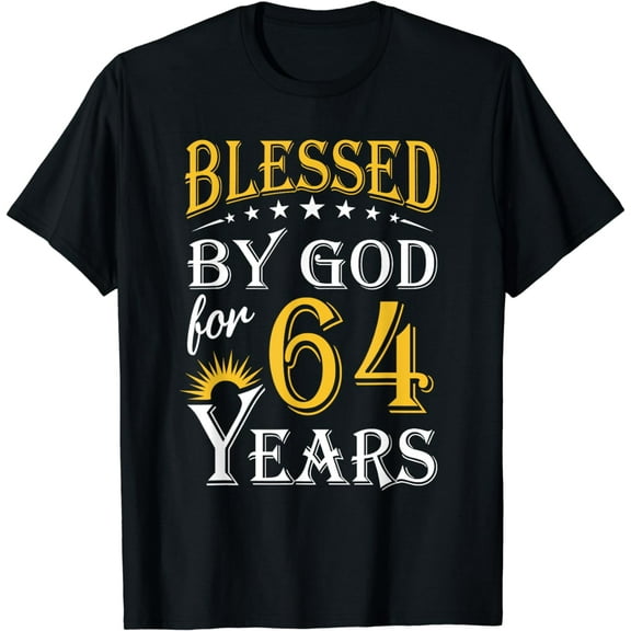 Vintage Blessed by God for 64 years Happy 64th Birthday T-Shirt