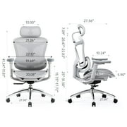 Sihoo Doro-C300 Ergonomic Chair, 3D Armrests Swivel Chair, Adaptive Lumbar Support Office Chair, Ergonomic Desk Chairs for Adults, Comfort Home Office Chair, Gray
