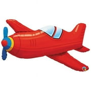 36 in. Red Vintage Airplane Shape Flat Foil Balloon