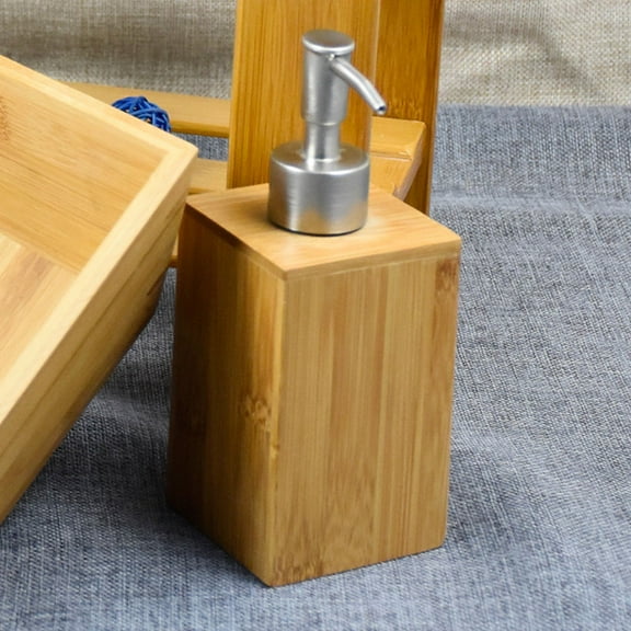 MIPCASE 2 Pack Bamboo Stainless Steel Press Bottles Foaming Soap Dispensers Pump For Kitchen Bathroom Travel