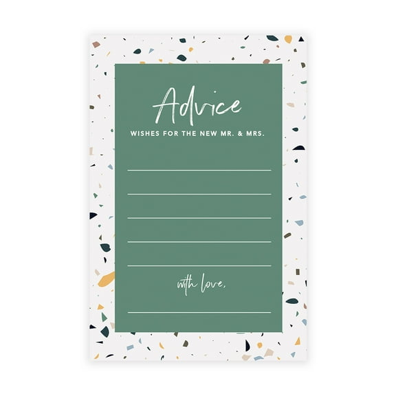 Koyal Wholesale Terrazzo Border Wedding Advice & Well Wishes Guest Book Cards for Bride and Groom, 56 Pack