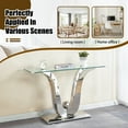 thumbnail image 3 of Modern 47" Rectangular Glass Console Table with Tempered Glass Top and U-Shaped Mirrored Stainless Steel Base, Ideal for Living Room and Hallway, 3 of 7