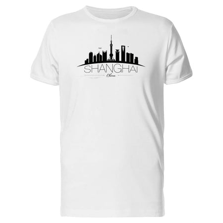 Shanghai China Black Skyline T-Shirt Men -Image by Shutterstock Male Medium