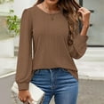 thumbnail image 3 of Womens Long Sleeve Eyelet Tops - Crew Neck, Fall Casual Blouses - Solid Color, Loose Fit, Breathable Fabric - S-XXL Sizes, 3 of 8