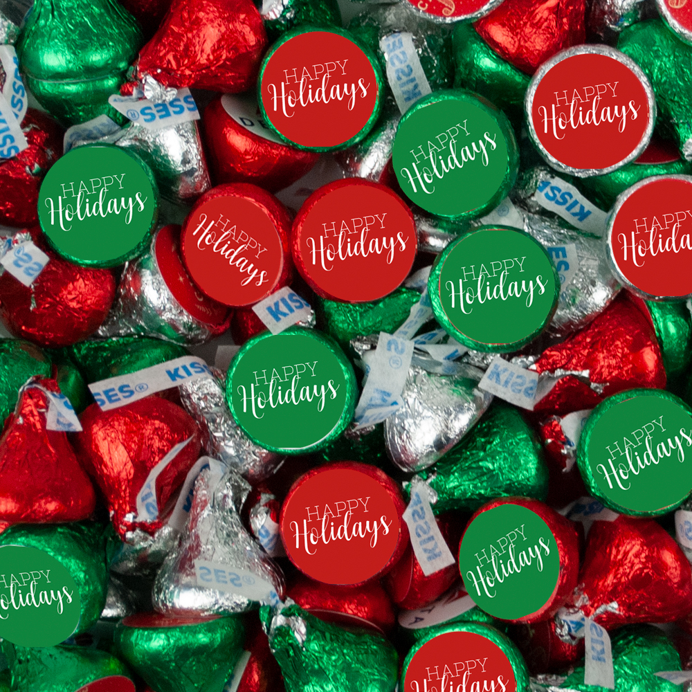 Christmas Candy Hershey's Kisses with Stickers (Choose Between 100 or 200 Count) - No Assembly 
