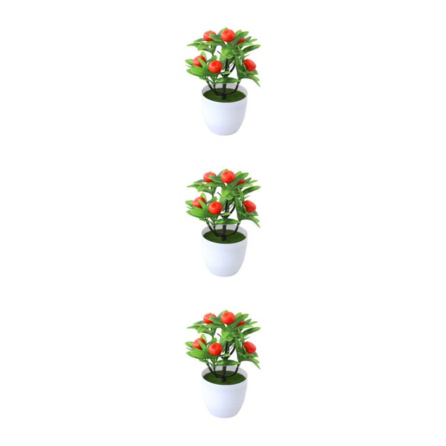 Ruiboury Add Touch Of Green To Living Space Artificial Plant Collection Home Decor Plastic Artificial Potted Plants False Plant orange 3Set