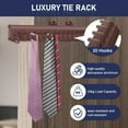 thumbnail image 2 of 16.9'' Pull Out Sliding Tie Rack, Side Mount 20 Hooks Scarf Belt Closet Storage Organizer with Slider, Brown, 2 of 7