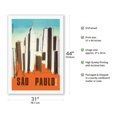 thumbnail image 2 of São Paulo - Brasil (Brazil) - Skyline - Vintage Airline Travel Poster by C. Brunswick c.1976 - Fine Art Rolled Canvas Print 27in x 40in, 2 of 4