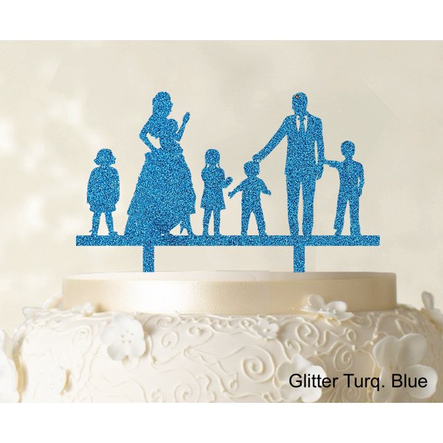 Personalized Family Cake Topper Custom Silhouette Wedding Cake Topper Cake Decorations Option Available 6-7 Inches Wide
