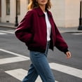 thumbnail image 5 of Zormilly Bomber Jacket Women Zip Up Collared Shirts Shackets with Pockets Fashion Lightweight Jackets, S-2XL, 5 of 8