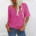 thumbnail image 2 of T Shirts For Women Womens Tops T Shirt V Neck Half Sleeve Loose Shirt Casual Solid Color Basic Top, 2 of 4