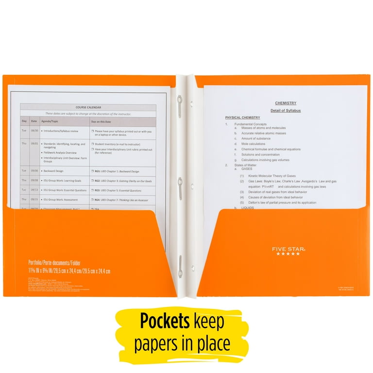 Five Star 2 Pocket and Prong Paper Folder, Orange (34442 