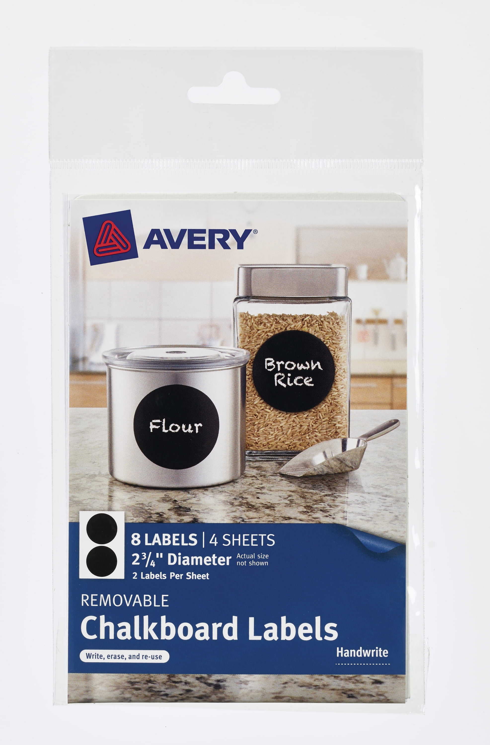 Avery Removable Chalkboard Labels Black 2 3 4 Diameter 8 Labels