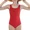 Red, variant on Girls One Piece Swimsuits Removable Pads Adjustable Strap Swimwear Scalloped Ribbed Teen Bathing Suit 7-16 Years