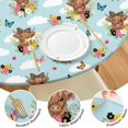 thumbnail image 4 of Blue Highland Cow Flower Butterfly Pattern Round Fitted Tablecloth with Elastic Edge,Dining Table Cover Waterproof,Outdoor Round Tablecloth for Camping,Dining,Indoor and Outdoor, 4 of 7