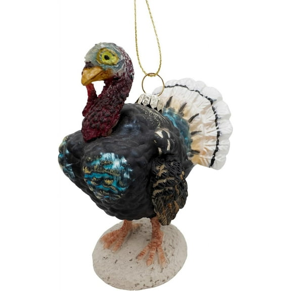 Thanksgiving Tom Turkey Christmas Tree Glass Ornament Decor Farm Animal