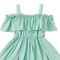 thumbnail image 4 of Niñas Maxi Vestido de Color Sólido Fuera Del Hombro Plisado con un Escote para las Niñas, Lindo Vestido Maxi para las Fiestas de Cumpleaños de Vacaciones Diarias, 4 of 5