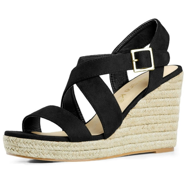 BLISSFUL STEP Sandales Compensées à Plateforme Espadrilles à Bride Arrière pour Femmes