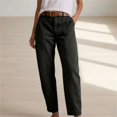 thumbnail image 2 of LEKODE Jeans Mom Jeans Straight Leg Jeans Work Pants Women Workout Pants Paperbag Pant Work Pants Boho Pants Baggy Pants Women Pull on Pants Beach Pants for Women Plus Size Pant Green L, 2 of 8