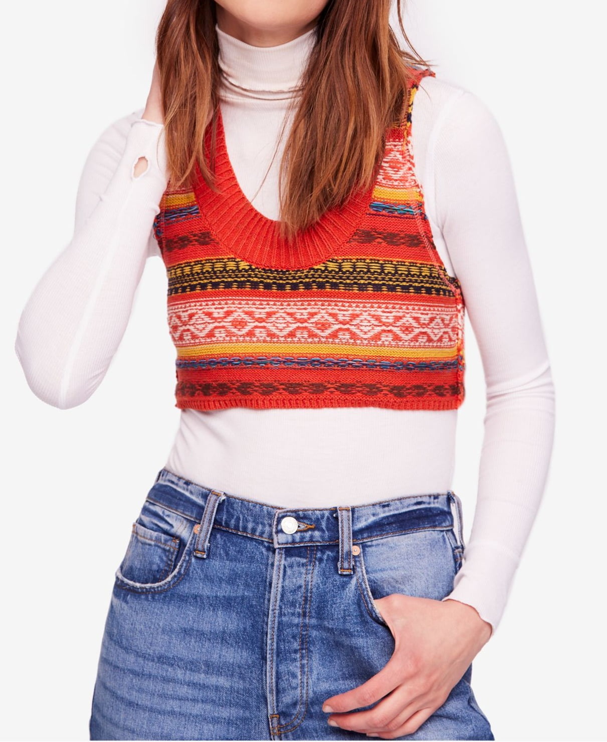 Women's Fair Isle Vest Sleeveless Sweater XS