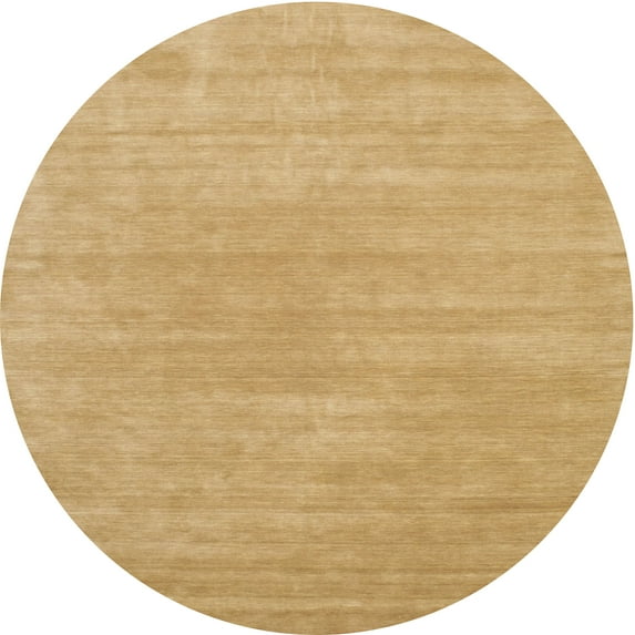 Ahgly Company Machine Washable Indoor Round Contemporary Yellow Area Rugs, 7' Round