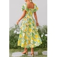 thumbnail image 2 of Vestido PRETTYGARDEN midi con mangas abullonadas y escote cuadrado amarillo XXL, 2 of 8