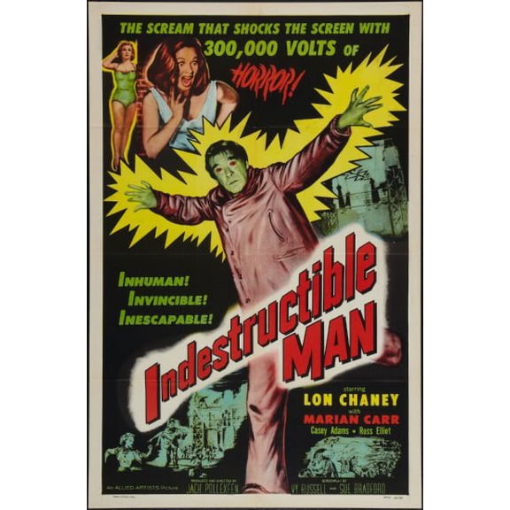 Indestructible Man Movie Poster Reprint 27inx40in for any room 27x40 Square Adults Poster Time