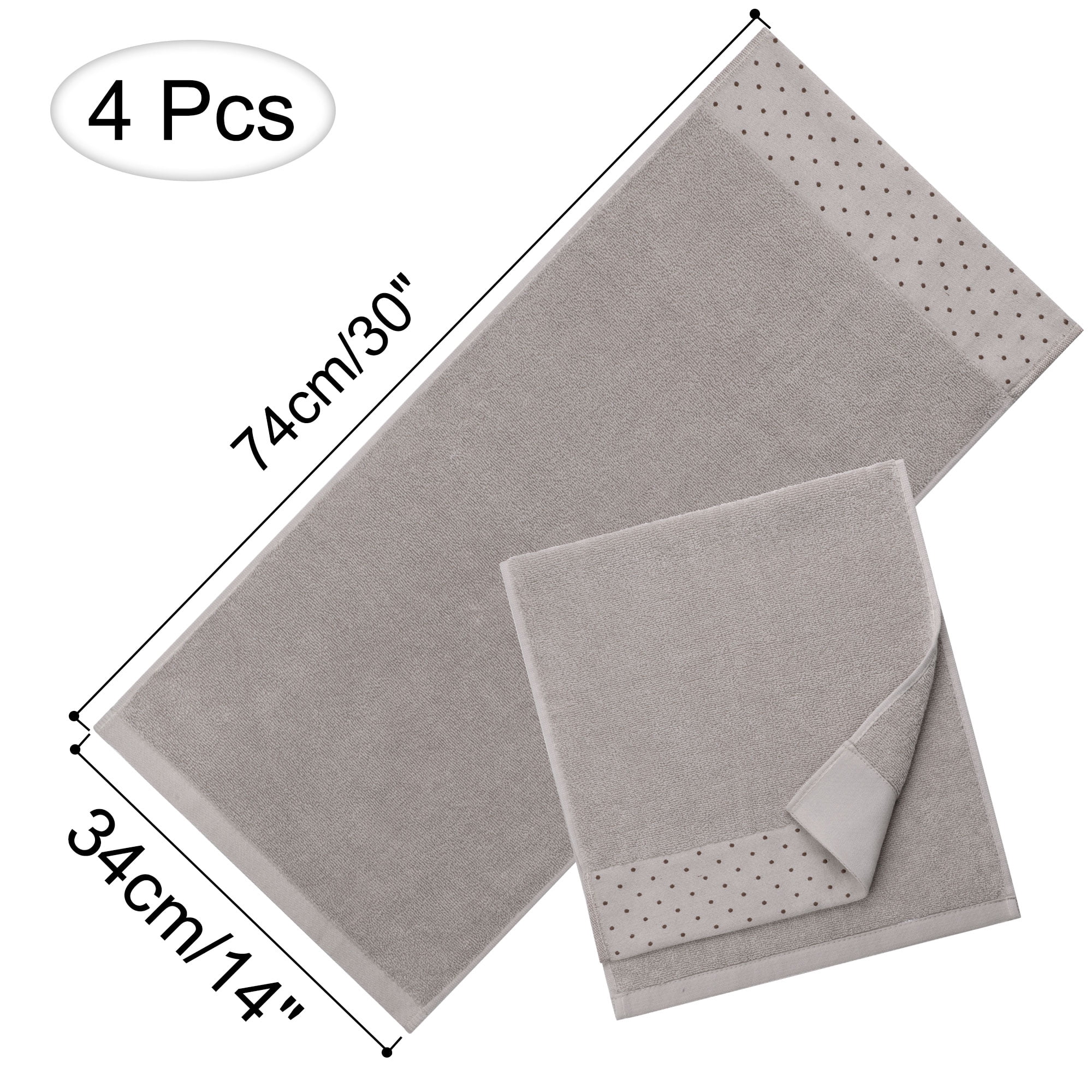 Unique Bargains Cotton 600 GSM Absorbent Hand Towel Set 14" x 30" Bone 4 Pcs
