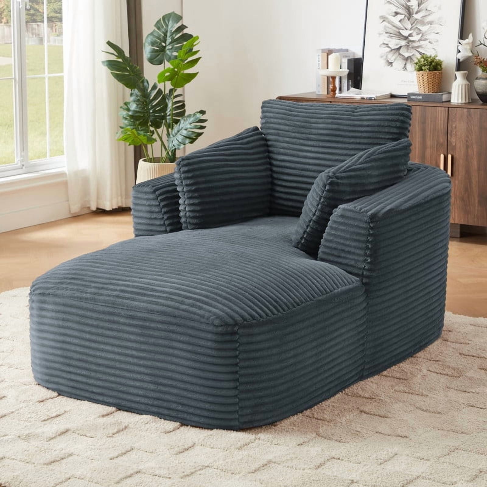 Modern Oversized Corduroy Chaise Lounge Chair, Corduroy Upholstered Modern Sleeper Sofa Lounger Chair for Living Room/Dorm/Apartment, 45.3''x64.6''