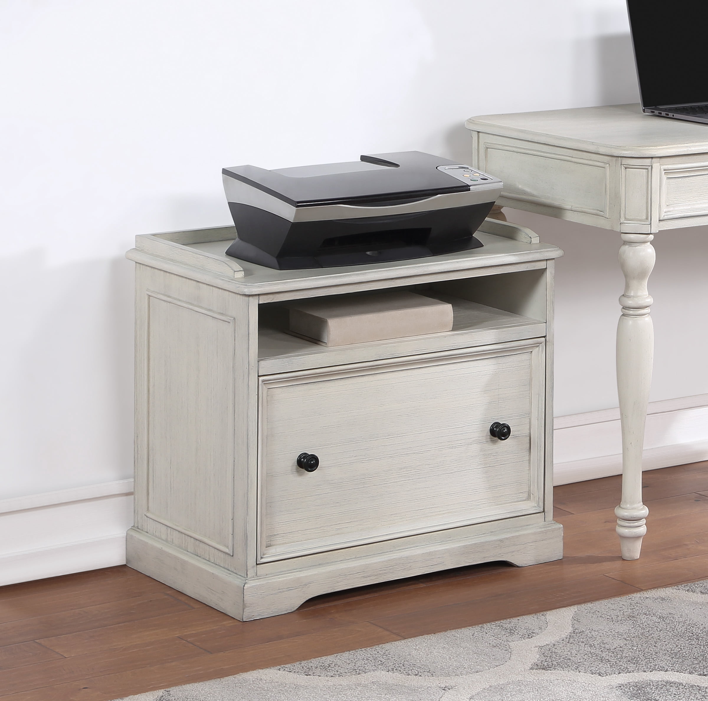 Country Meadows Engineered Wood File Cabinet in Antique White