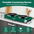 thumbnail image 7 of Cusimax 1800W Stainless Steel Electric Hot Plate Double Burner For Cooking,Cast Iron Countertop Cooktop(Green), 7 of 7